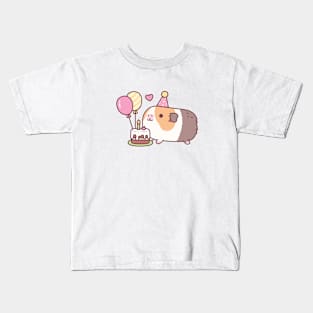 Cute Guinea Pig And Birthday Cake Kids T-Shirt